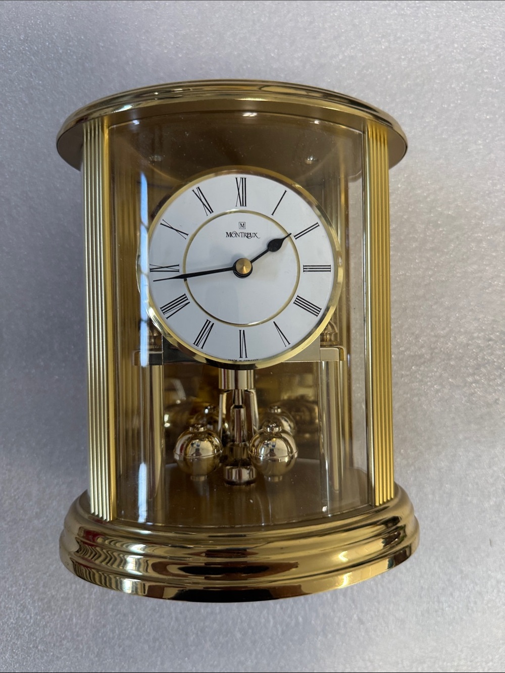 Montreux gold standing clock vintage